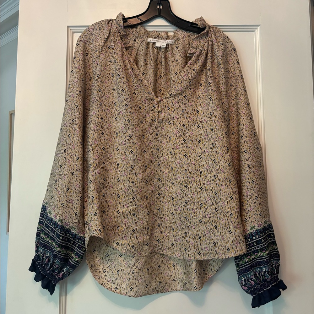 Veronica Beard Long Sleeve Silk Top